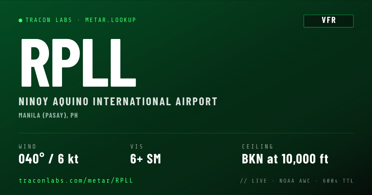 Notam Rpll RPLL METAR — Ninoy Aquino International Airport